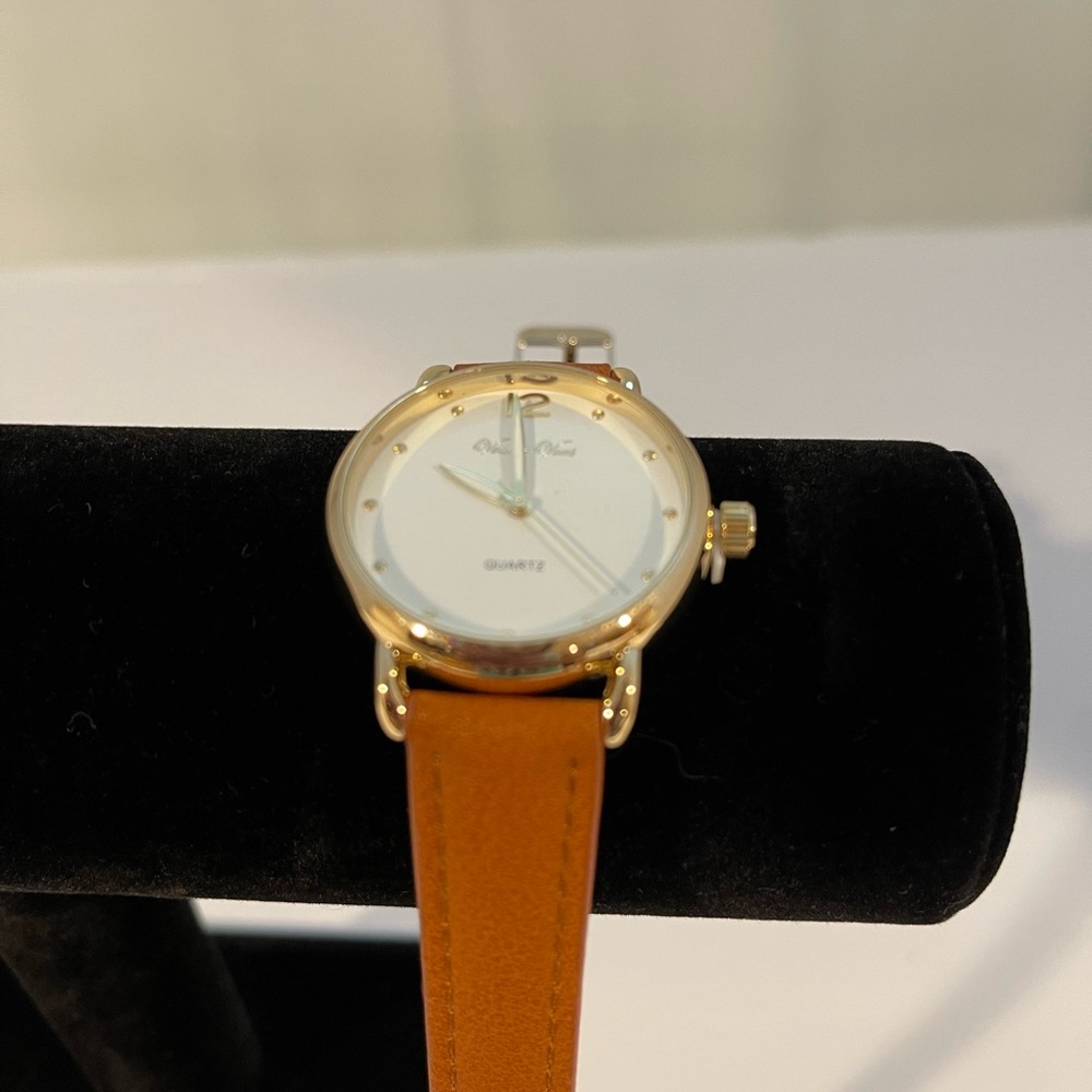 Voulez-Vous Unisex Stainless Steel Movement Designer Watch. Gold/Brown